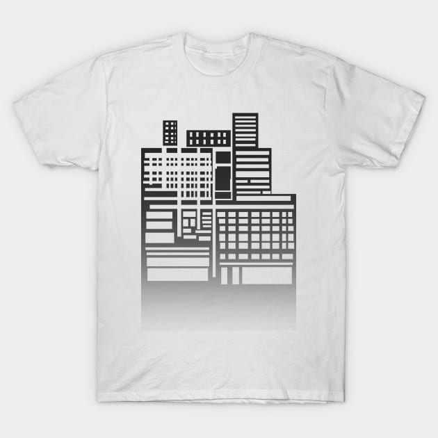 8-bit city Black Version T-Shirt by sketchbooksage